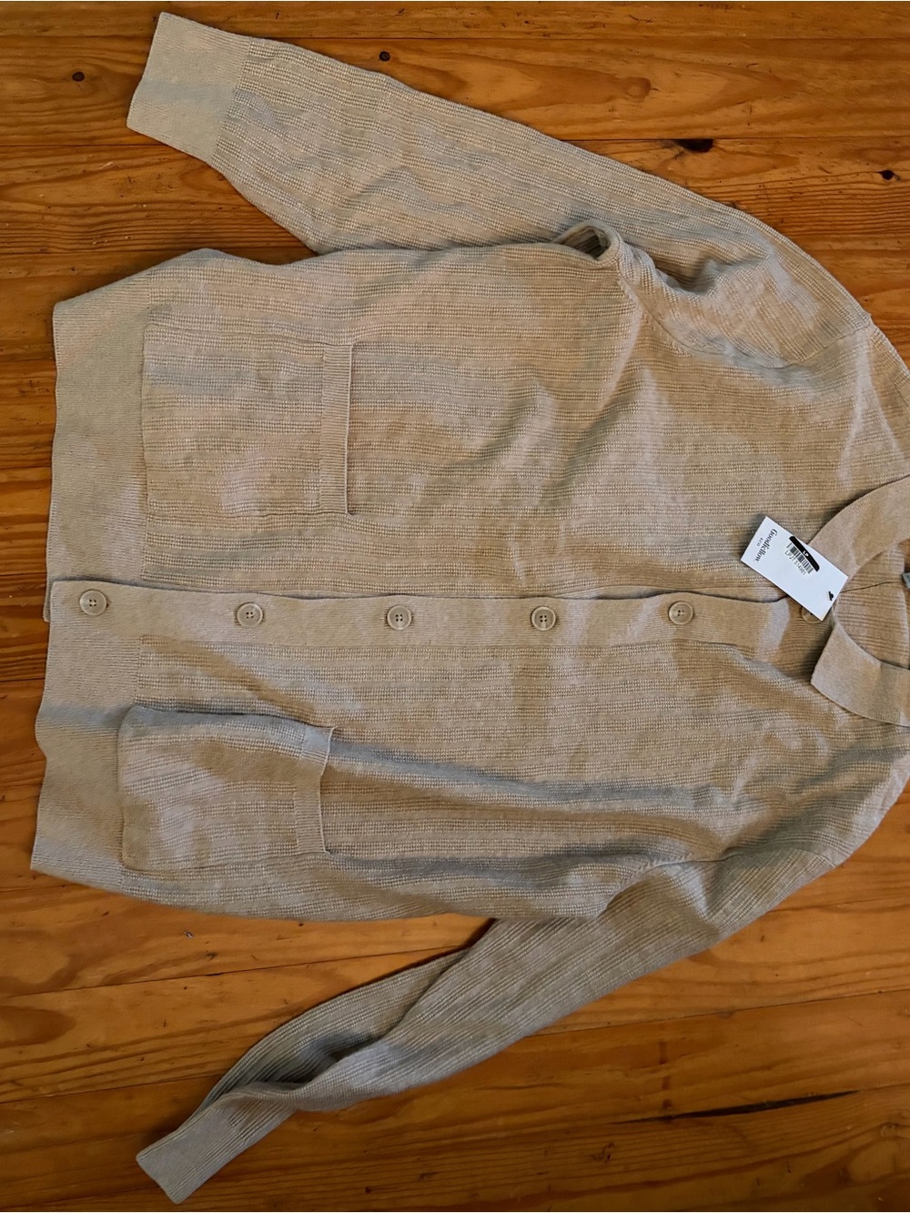 Goodfellow & Co Tan Ribbed Button Cardigan